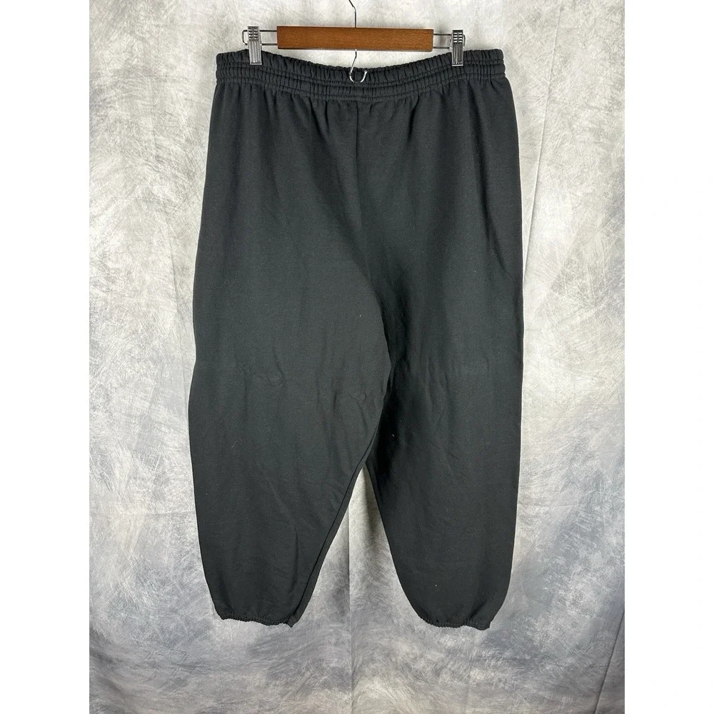 Vtg Hanes Sweatpants Mens 2XL Black Cotton‎ Elastic Cuff Lounge Comfort Blend